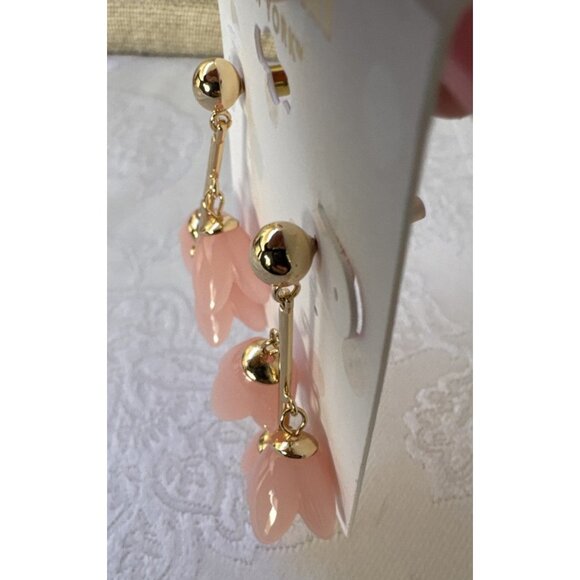 Isaac Mizrahi Dainty Light Pink Dangle Flowers Goldtone Earrings MSRP $38 - Picture 7 of 9